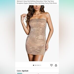 Women's Sexy Hot Drilling Tube Strapless Zipper Bodycon Mini Dress Sz Small